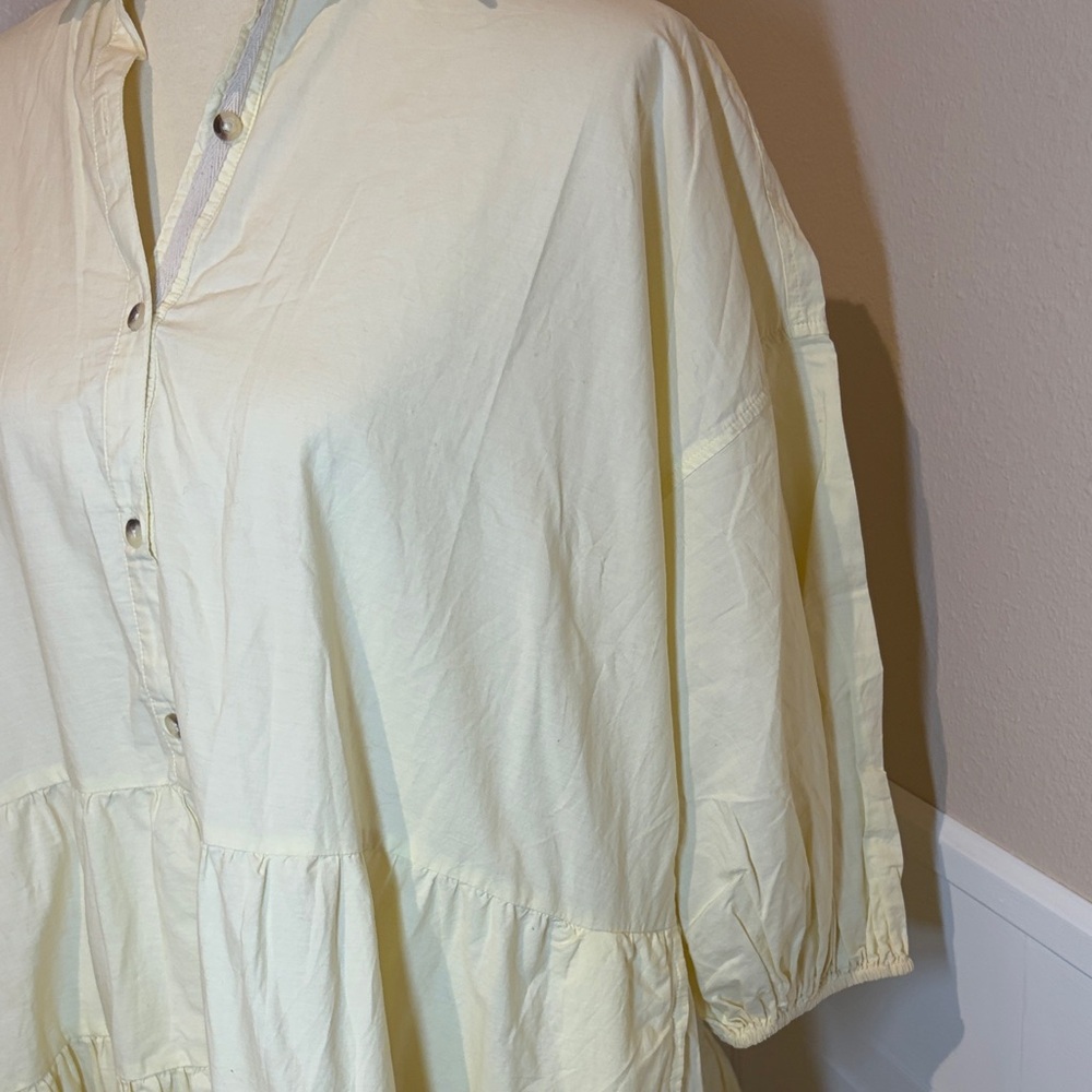 FREE PEOPLE Button-Up Flowy Cottage Core Yellow Dress Small - Picture 3 of 5